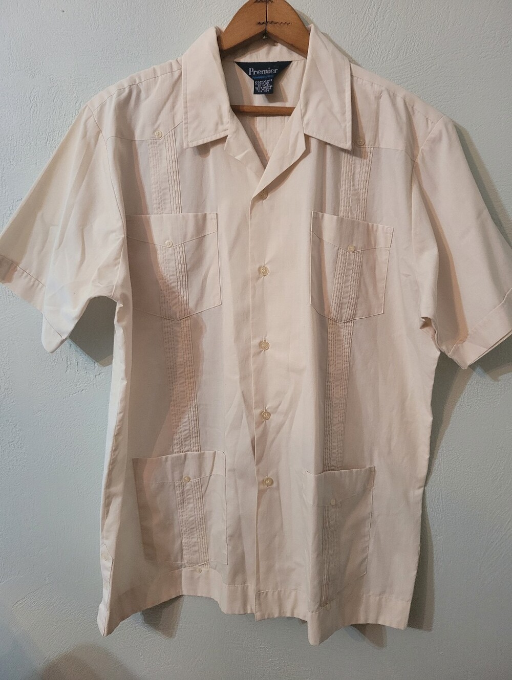 Vintage Unique Cotton Blend Men's Guayabera Shirt Size Large!